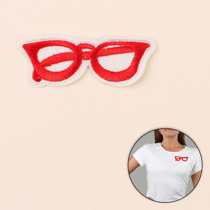 Термоаппликация "Очки", 8*3см, цвет розовый