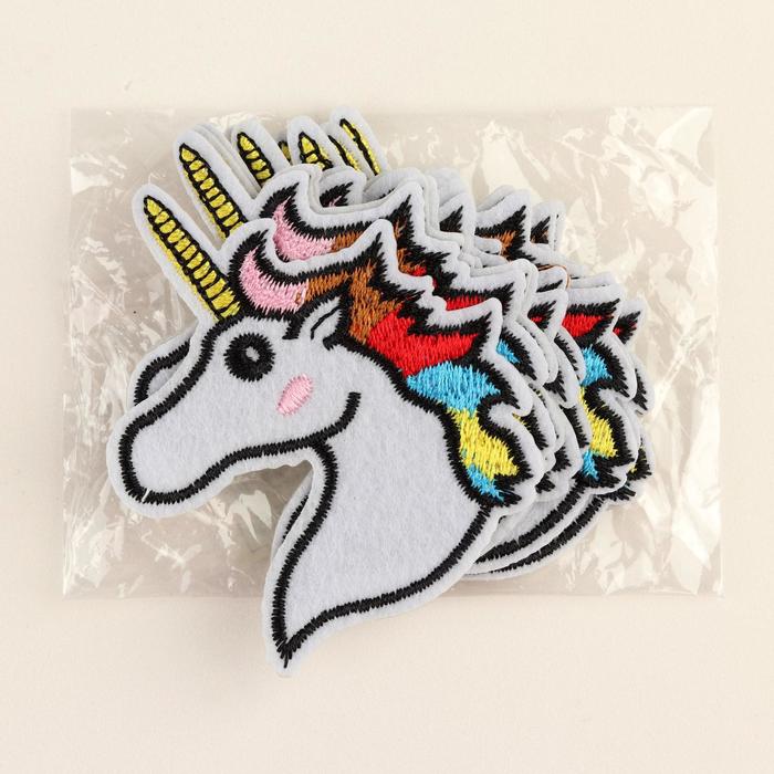 Термоаппликация "Единорог", 6,8*6см, цвет белый