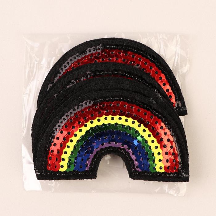 Термоаппликация "Радуга", с пайетками, 7*4см, разноцветная