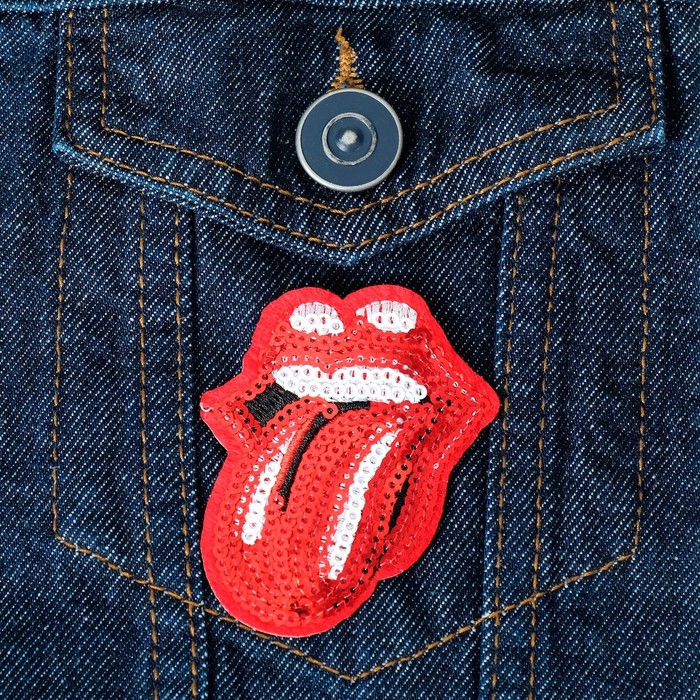 Термоаппликация "Язык", с пайетками, 7*5см, разноцветная