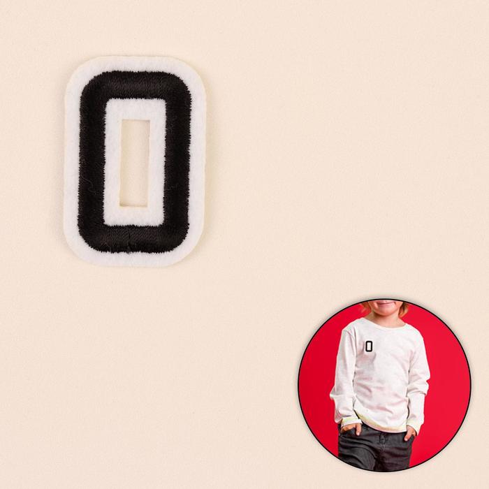 Термоаппликация "Цифра "0", 4,8*3,2см, цвет чёрно-белый