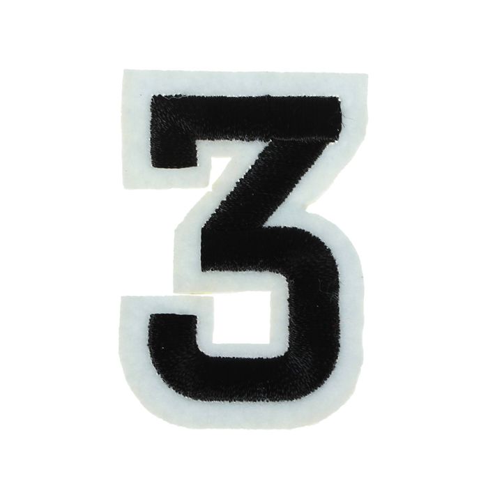 Термоаппликация "Цифра "3", 4,9*3,4см, цвет чёрно-белый