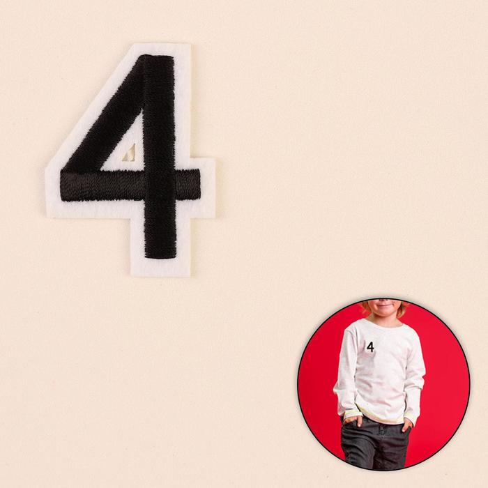 Термоаппликация "Цифра "4", 5,1*3,3см, цвет чёрно-белый