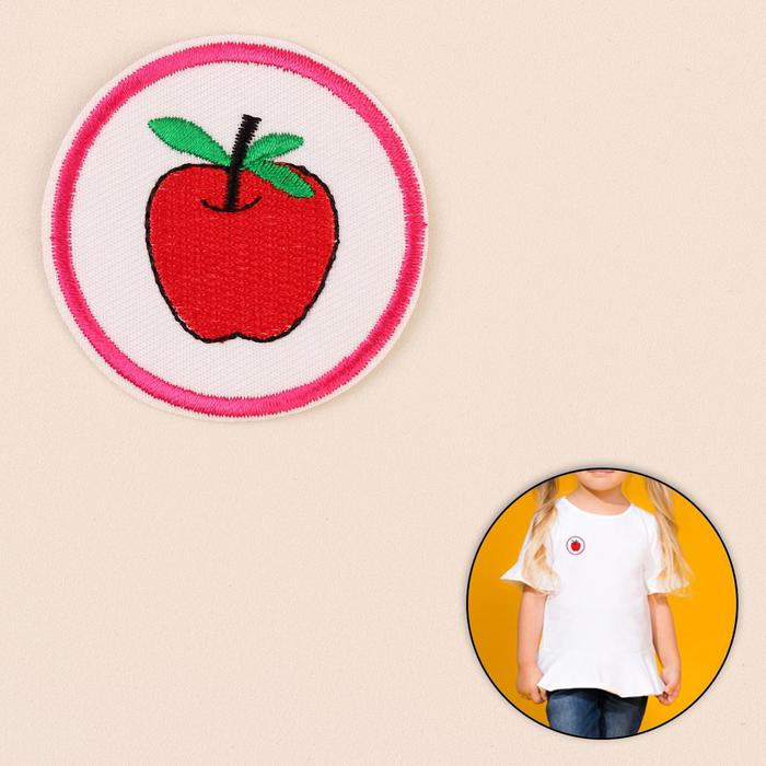 Термоаппликация "Яблоко", d=5,2см, разноцветная