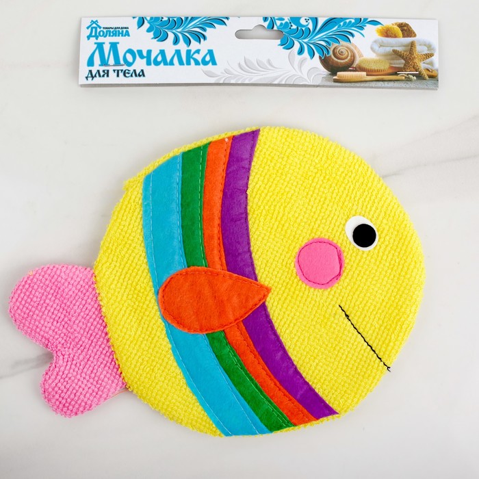 Мочалка варежка детская, "Рыбка", цвет МИКС