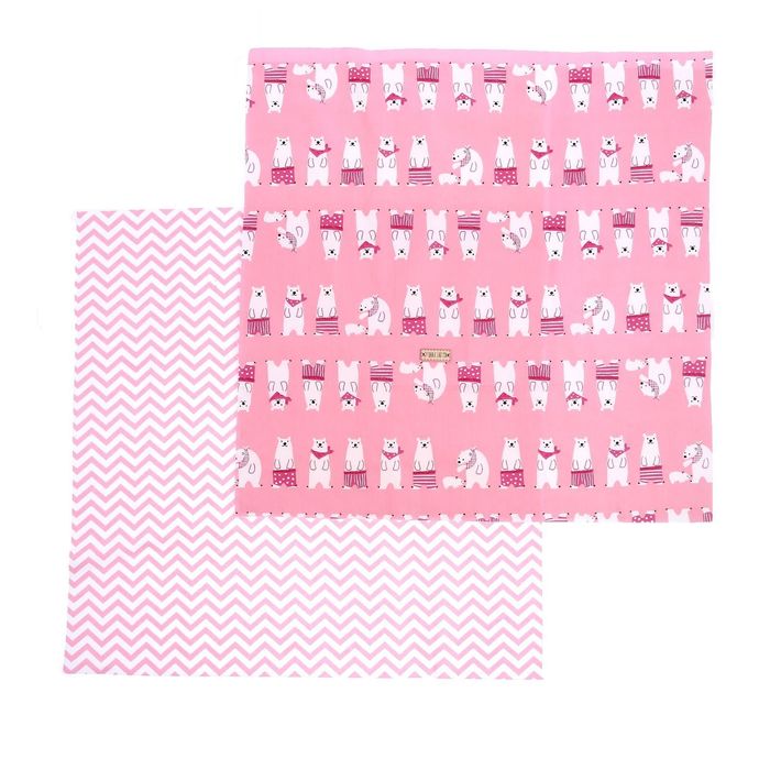 Набор ткани пэчворк «Приключения на Северном полюсе» розовый, 50 х 50 см