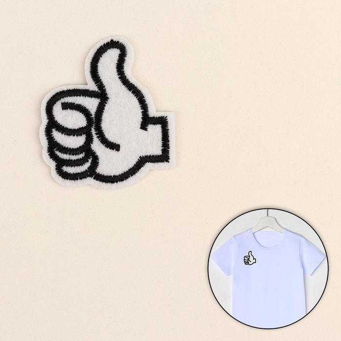 Термоаппликация "Жест Ок", 5*4,5см, цвет белый