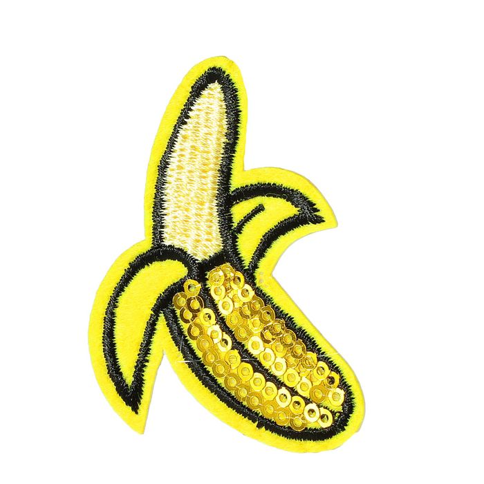 Термоаппликация "Банан", с пайетками, 6,3*5см, цвет жёлтый