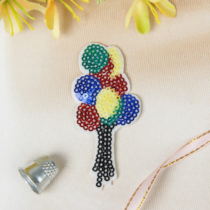 Термоаппликация "Воздушные шары", с пайетками, 8,5*4см, разноцветная