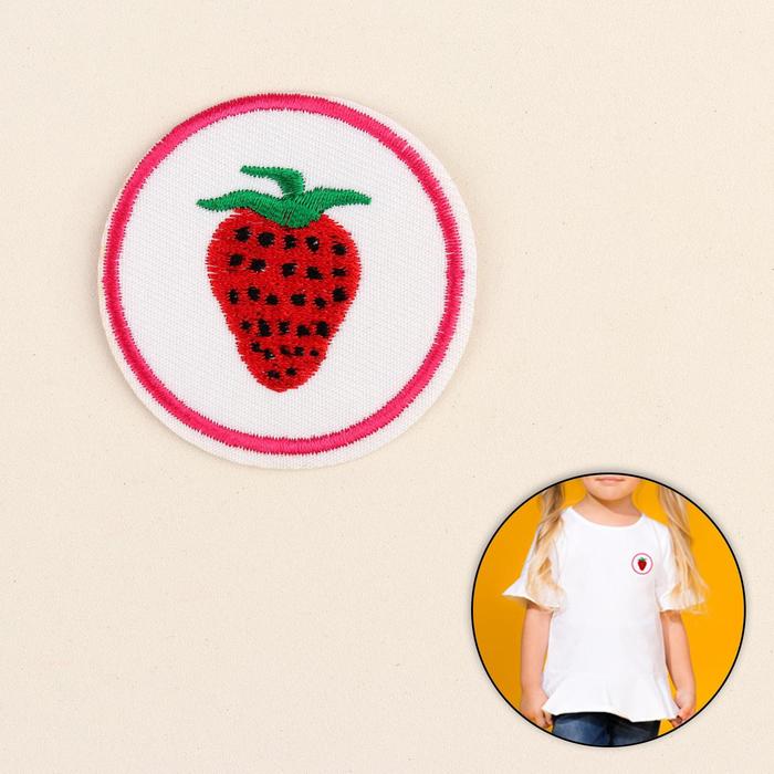 Термоаппликация "Клубника", d=5,2см, разноцветная