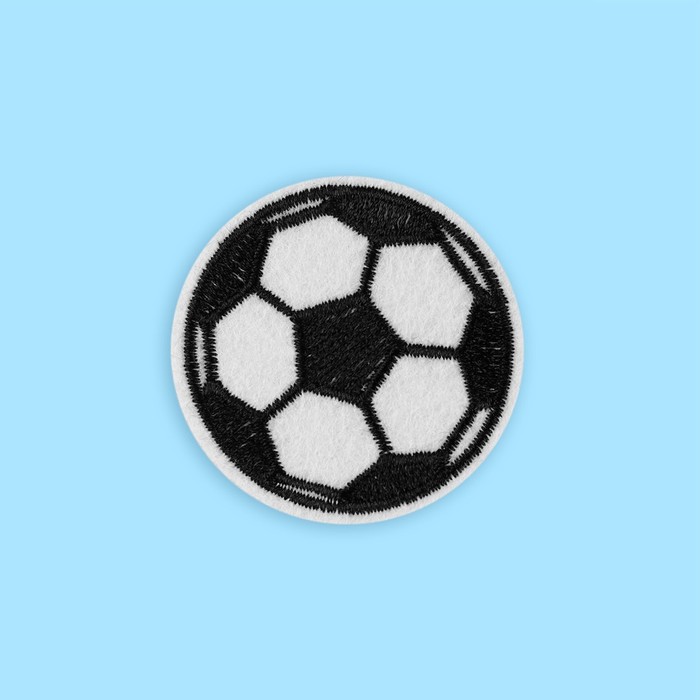 фото Термоаппликация «футбольный мячик», d = 5,1 см, цвет белый/чёрный арт узор