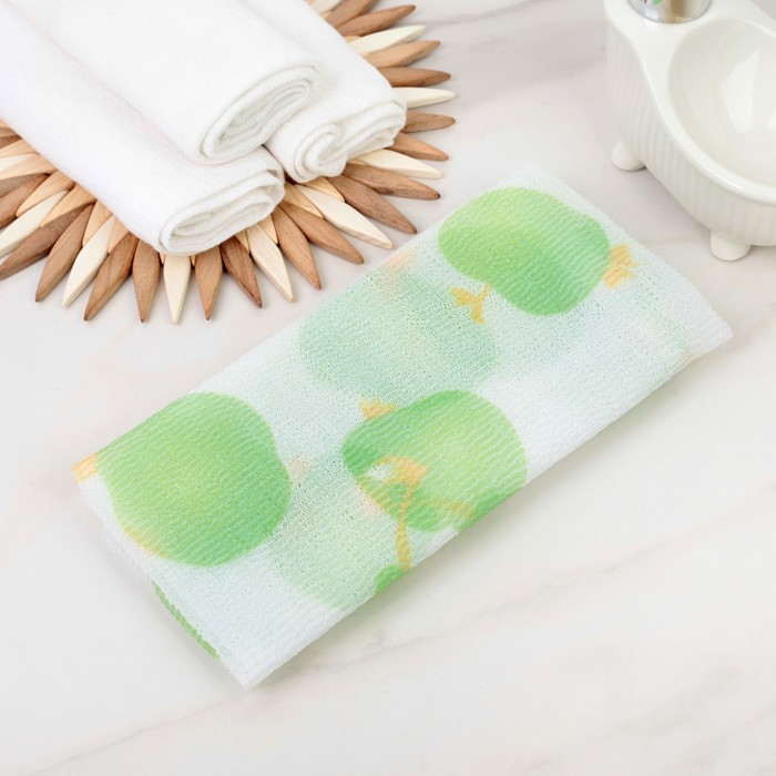 Мочалка для тела "Японская" с рисунком, 90 см, цвет МИКС