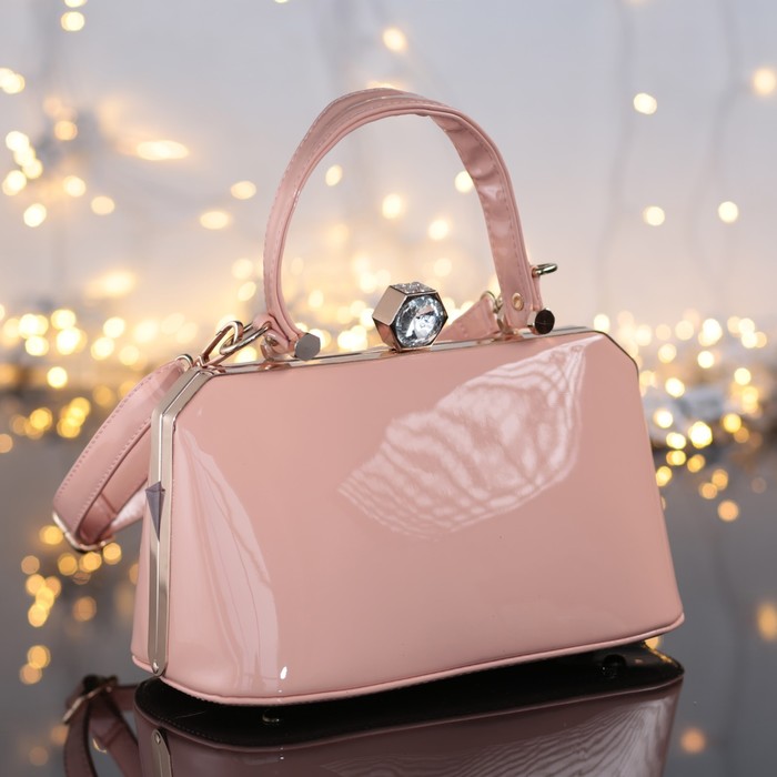 Сумка женская на фермуаре, 1 отдел c перегородкой, регулируемый ремень, цвет розовый