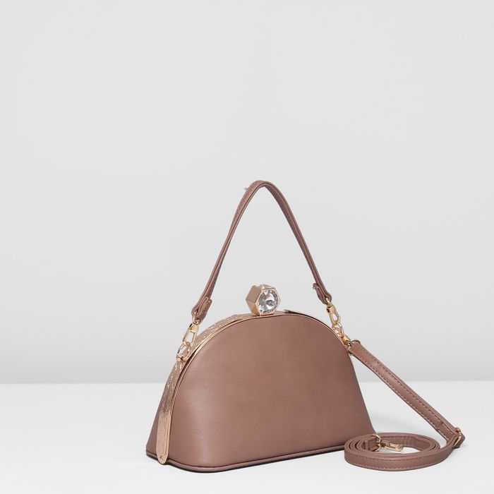 Сумка женская на фермуаре, 1 отдел с перегородкой, регулируемый ремень, цвет коричневый