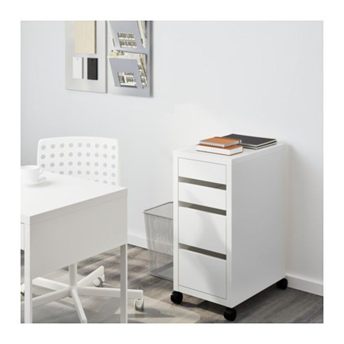 Тумба с ящиками на колесах, цвет белый МИККЕ