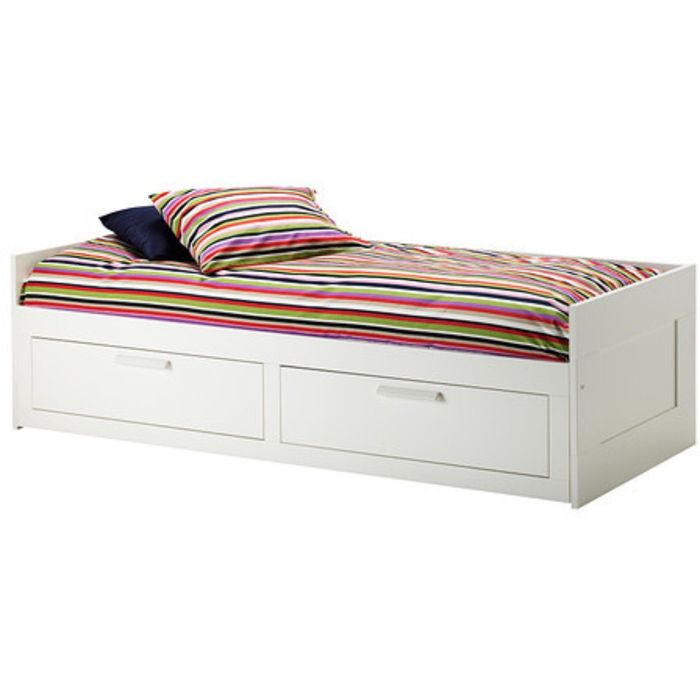 Каркас кушетки с 2 ящиками, с основанием, цвет белый БРИМНЭС