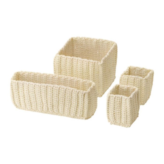 Набор корзин, 4 шт, цвет белый с оттенком НОРДРЭНА