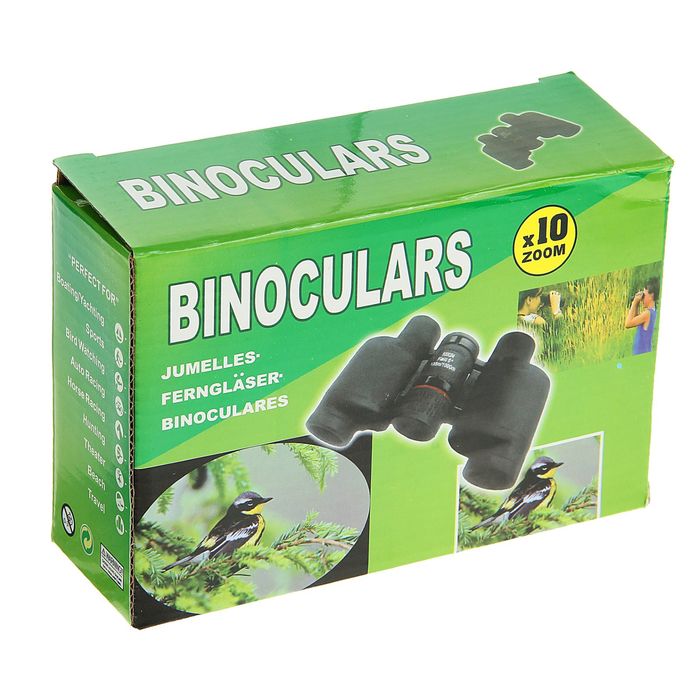 Бинокль 10х24, чёрный с золотистыми вставками, 9.5х14.5 см