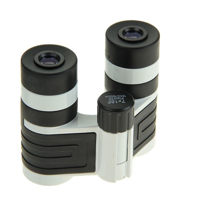 Бинокль 7х18, белый, с чёрными вставками, 8х10 см