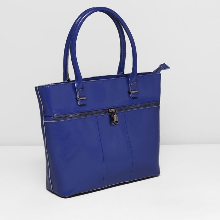 Сумка женская на молнии, 1 отдел с перегородкой, 2 наружных кармана, цвет синий