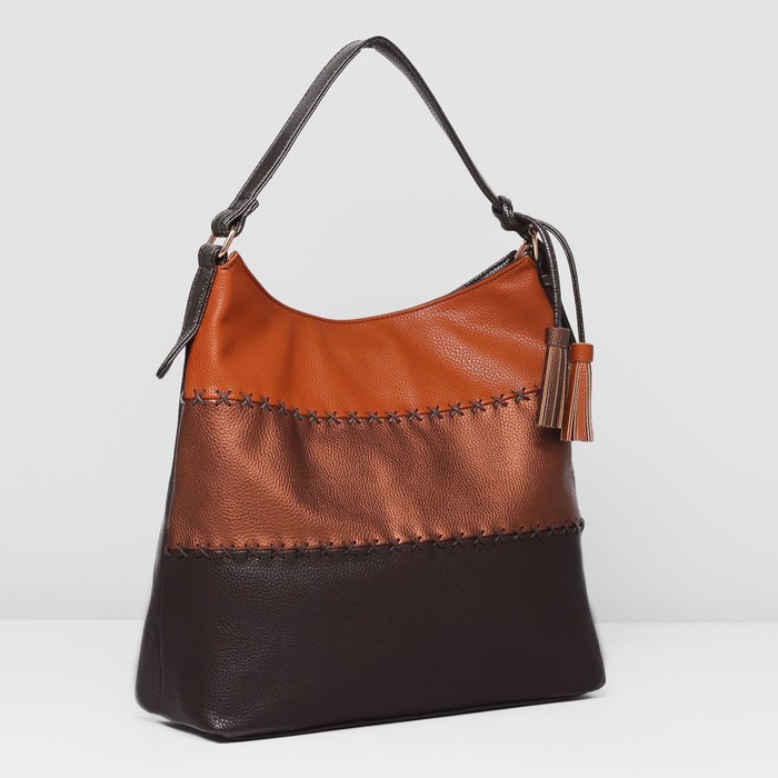 Сумка женская на молнии, 1 отдел, наружный карман, цвет коричневый