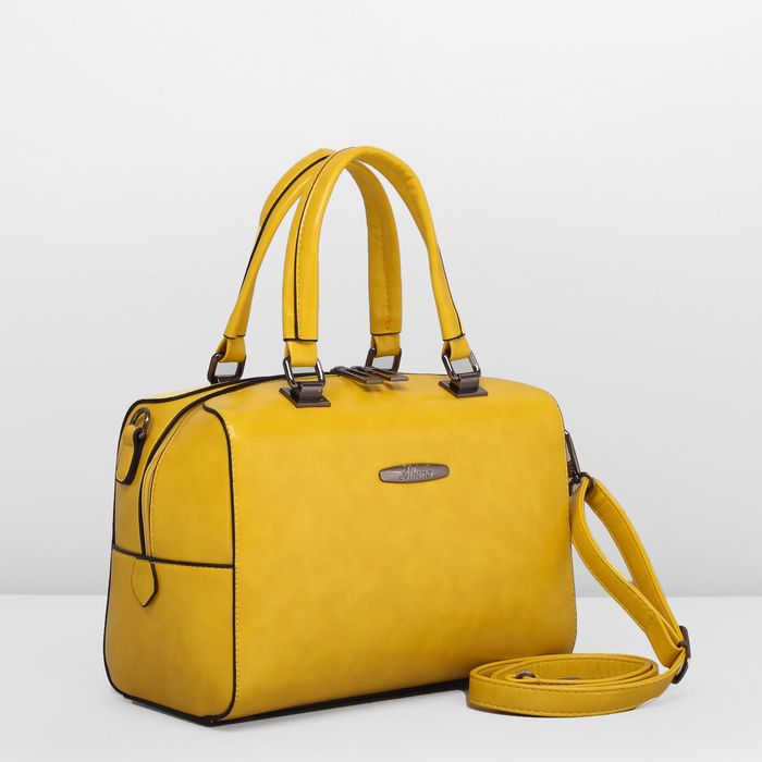 Сумка женская на молнии, 1 отдел, наружный карман, длинный ремень, цвет жёлтый