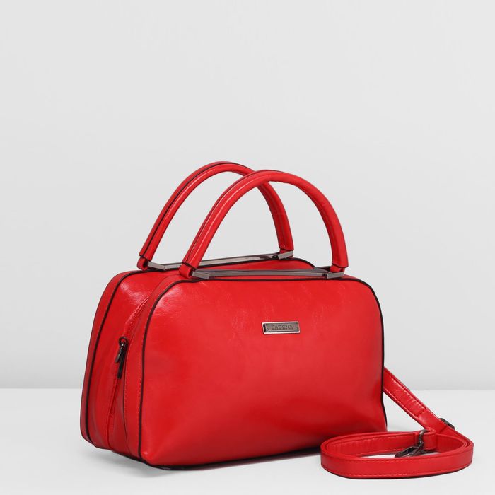 Сумка женская на молнии, 1 отдел, наружный карман, длинный ремень, цвет красный