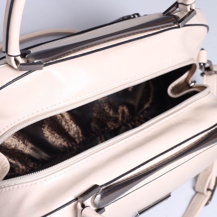 Сумка женская на молнии, 1 отдел, наружный карман, длинный ремень, цвет молочный