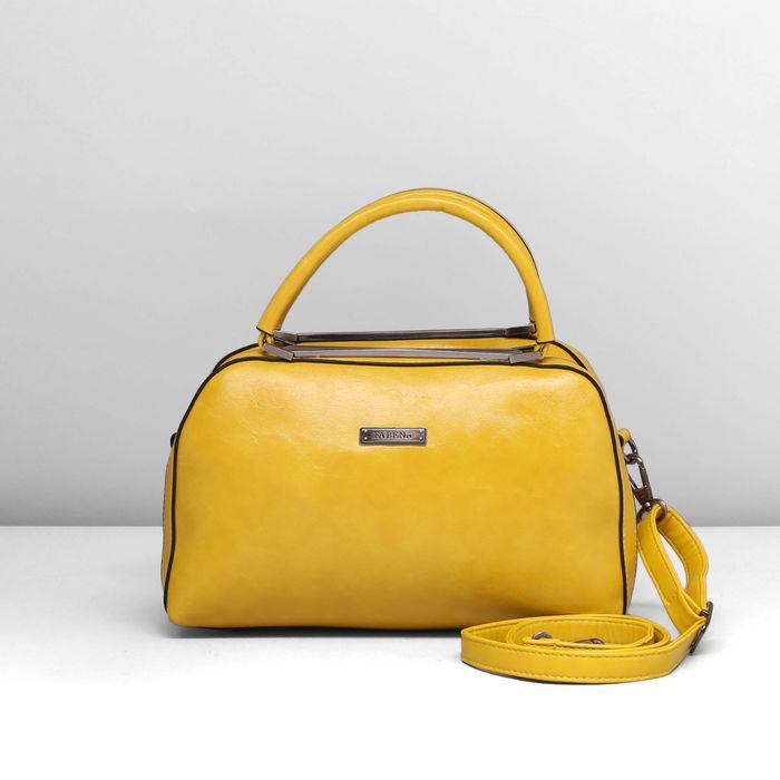 Сумка женская на молнии, 1 отдел, наружный карман, длинный ремень, цвет жёлтый