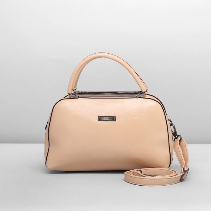 Сумка женская на молнии, 1 отдел, наружный карман, длинный ремень, цвет бежевый