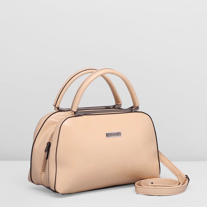 Сумка женская на молнии, 1 отдел, наружный карман, длинный ремень, цвет бежевый