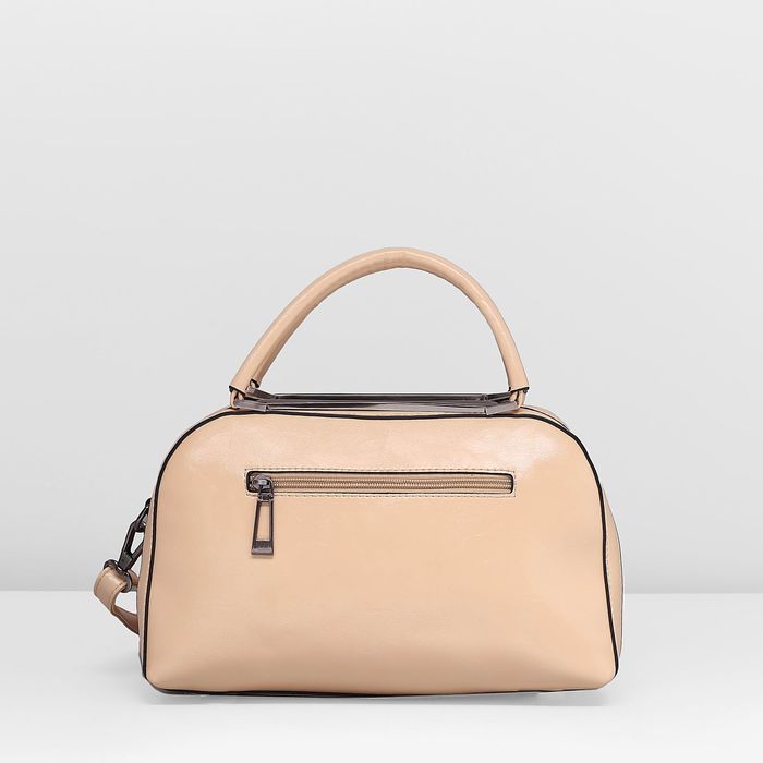 Сумка женская на молнии, 1 отдел, наружный карман, длинный ремень, цвет бежевый