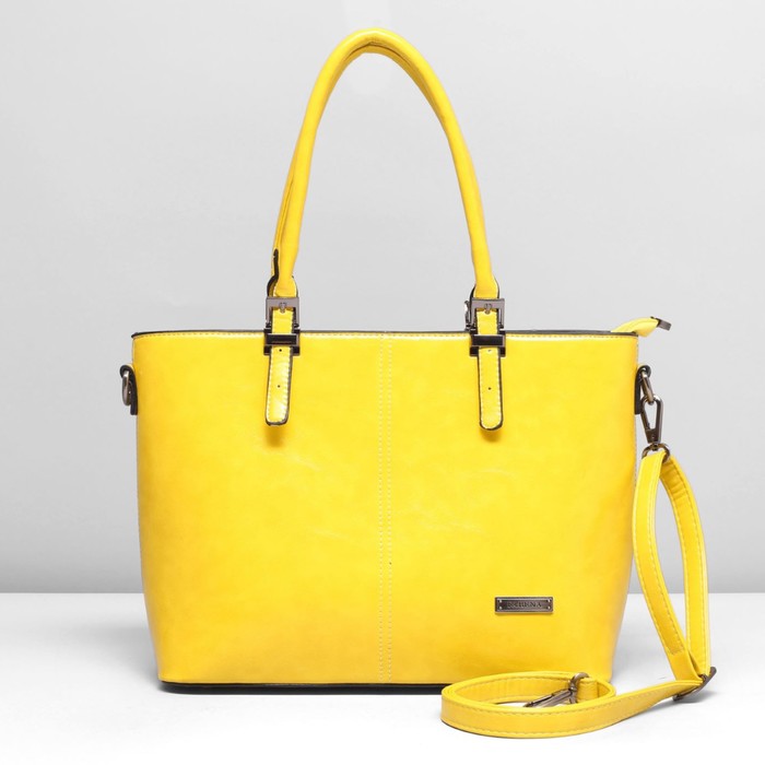 Сумка женская, 1 отдел с перегородкой, наружный карман, длинный ремень, цвет жёлтый