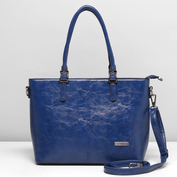 Сумка женская, 1 отдел с перегородкой, наружный карман, длинный ремень, цвет синий