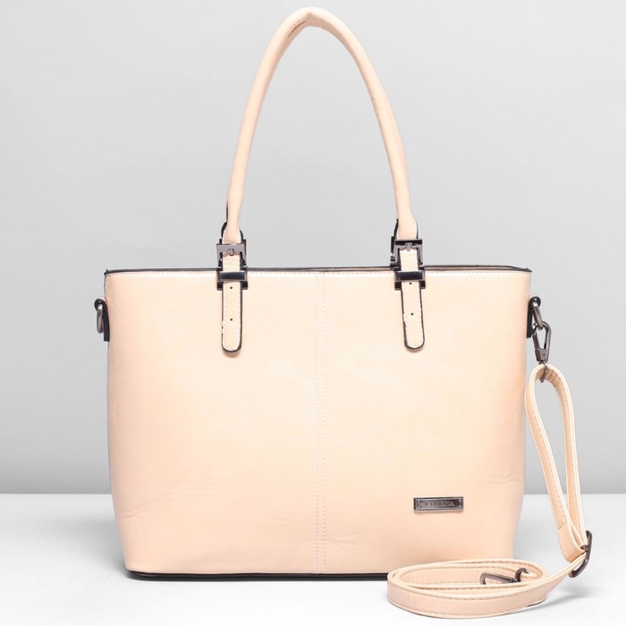 Сумка женская, 1 отдел с перегородкой, наружный карман, длинный ремень, цвет бежевый