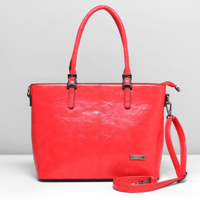 Сумка женская, 1 отдел с перегородкой, наружный карман, длинный ремень, цвет красный