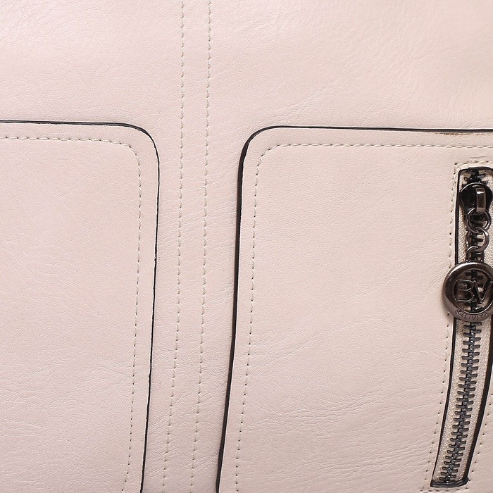 Сумка женская на молнии, 1 отдел, 3 наружных кармана, длинный ремень, цвет белый