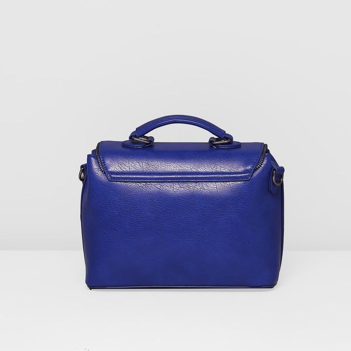 Сумка женская на молнии, 1 отдел с перегородкой, наружный карман, длинный ремень, цвет синий