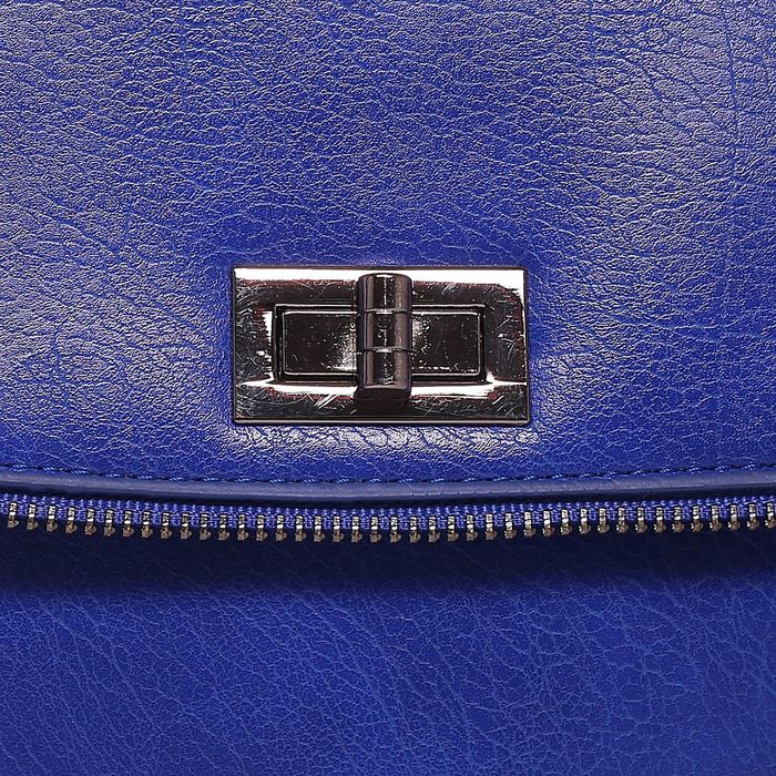 Сумка женская на молнии, 1 отдел с перегородкой, наружный карман, длинный ремень, цвет синий