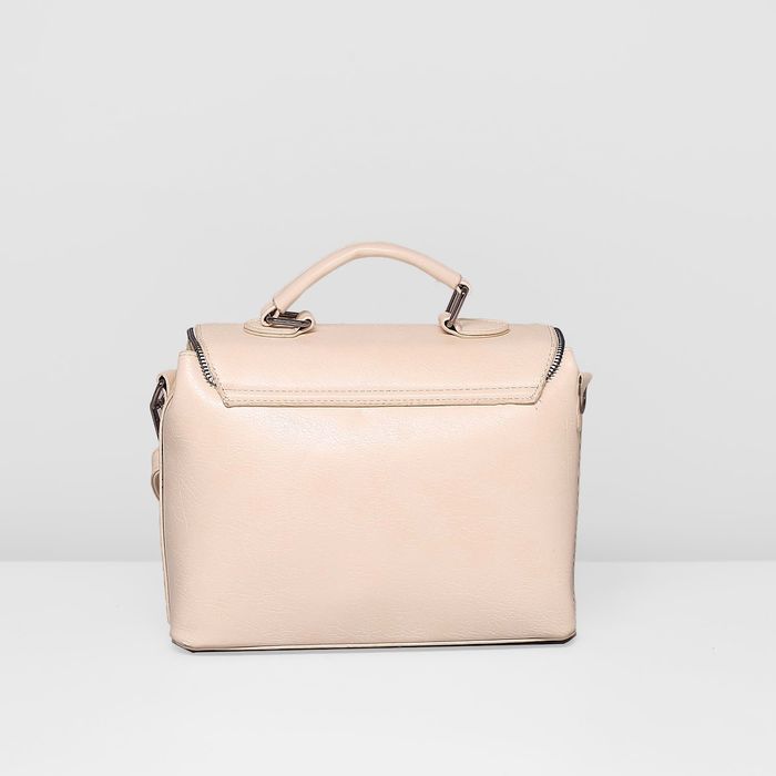 Сумка женская на молнии, 1 отдел с перегородкой, наружный карман, длинный ремень, цвет молочный