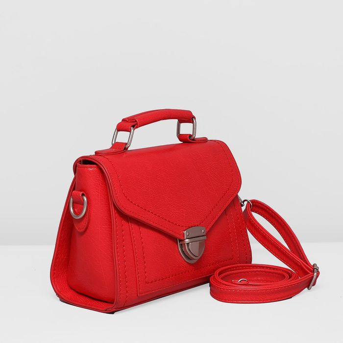 Сумка женская на молнии, 1 отдел с перегородкой, длинный ремень, цвет красный