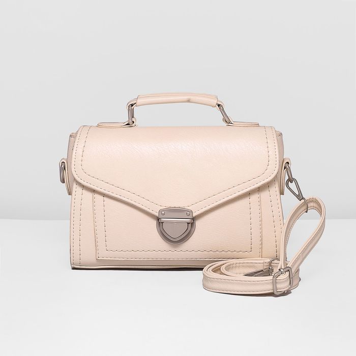 Сумка женская на молнии, 1 отдел с перегородкой, длинный ремень, цвет молочный