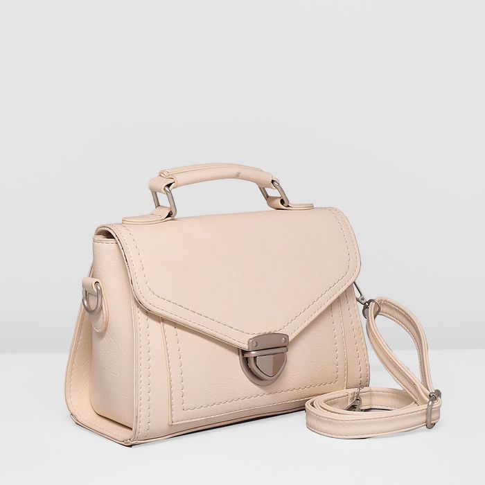 Сумка женская на молнии, 1 отдел с перегородкой, длинный ремень, цвет молочный