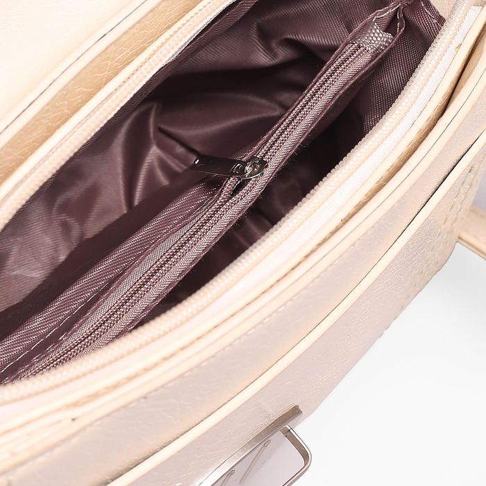 Сумка женская на молнии, 1 отдел с перегородкой, длинный ремень, цвет молочный