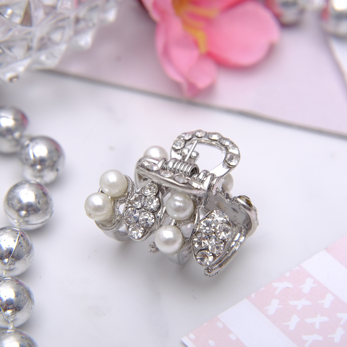 Краб для волос "Перфект" 2 см жемчужины