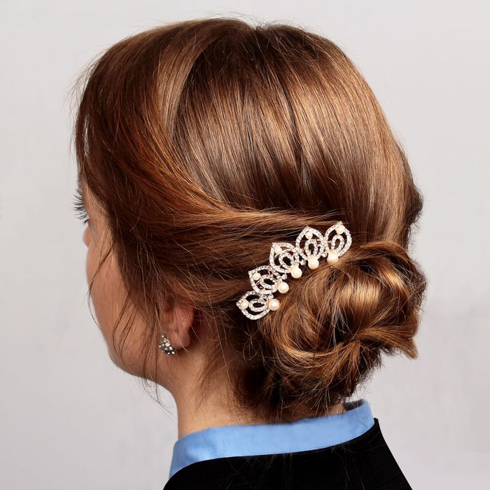 Гребень для волос "Перфект" 8,5*7 см завитки жемчужные