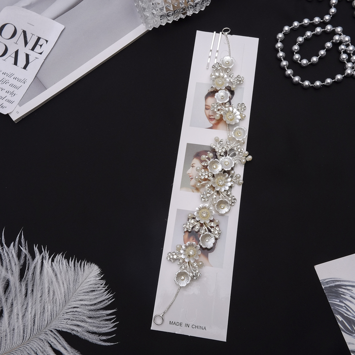 Аксессуар для прически "Белые васильки" 25*4,5 см