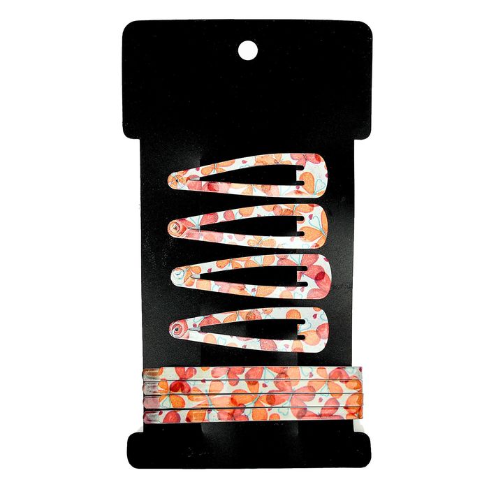 Заколки для волос "Кари" (набор 8 шт.) 4,5 см и 6,5 см, розовая бабочки