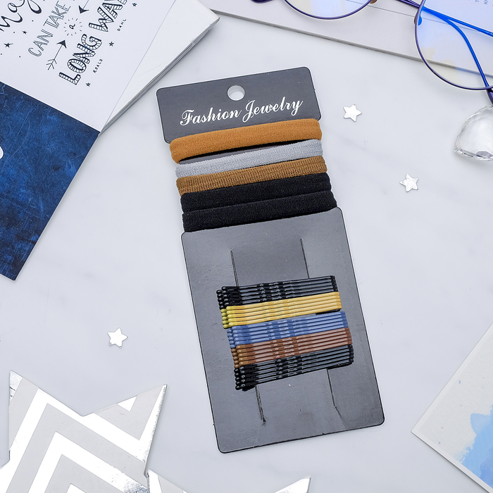 Набор для волос "Кари" 30 шт. (5 резинок, 25 невидимок), тени