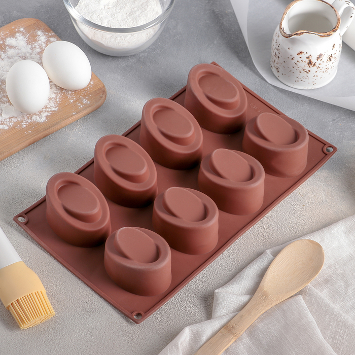 Форма для выпечки "Эллипс", 8 ячеек, цвета МИКС